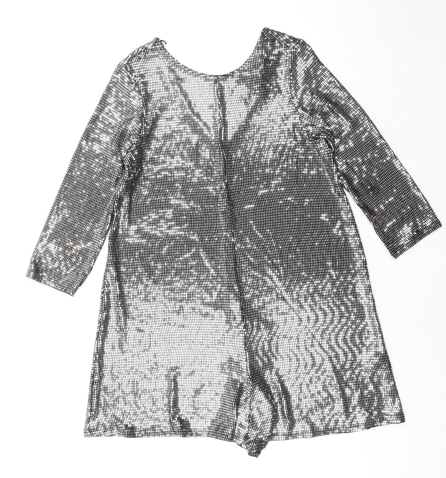 NEXT Womens Silver Nylon Playsuit One-Piece Size 14 Magnetic