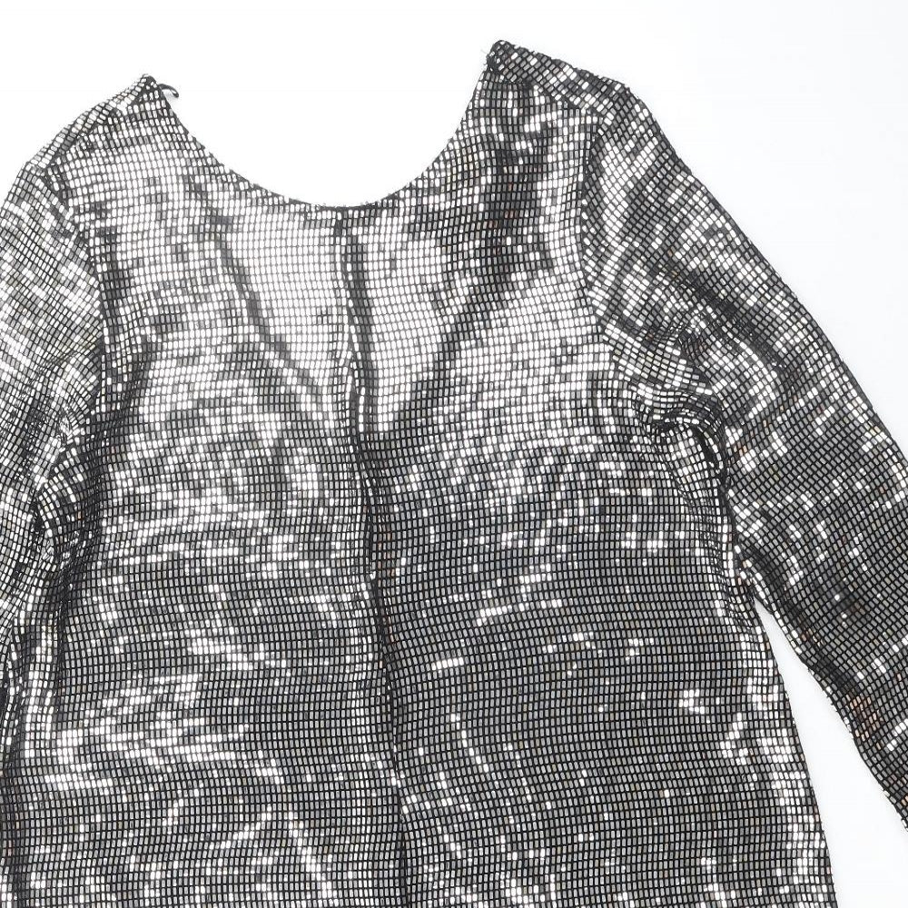 NEXT Womens Silver Nylon Playsuit One-Piece Size 14 Magnetic