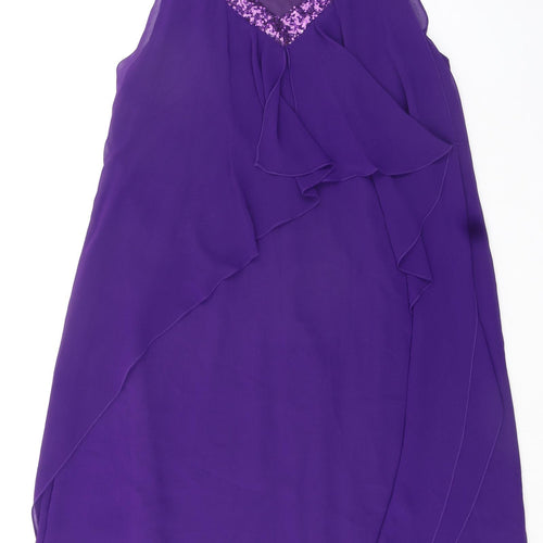Mei Mei Womens Purple Polyester Shift Size 14 V-Neck Pullover
