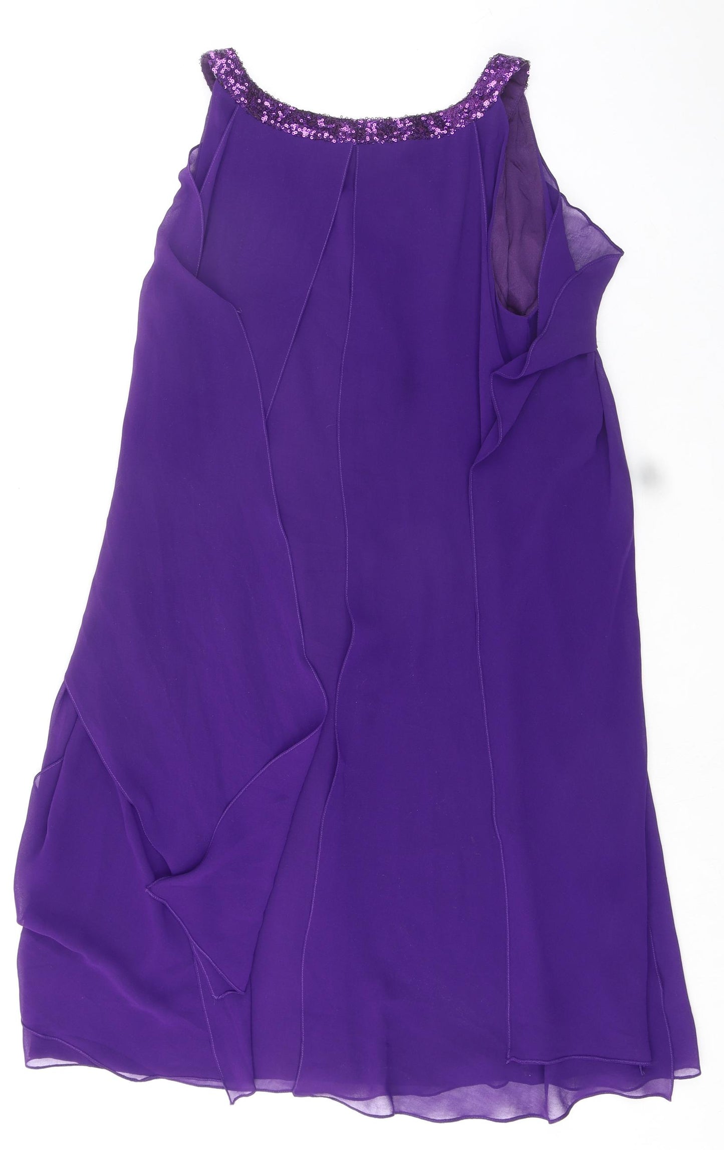 Mei Mei Womens Purple Polyester Shift Size 14 V-Neck Pullover