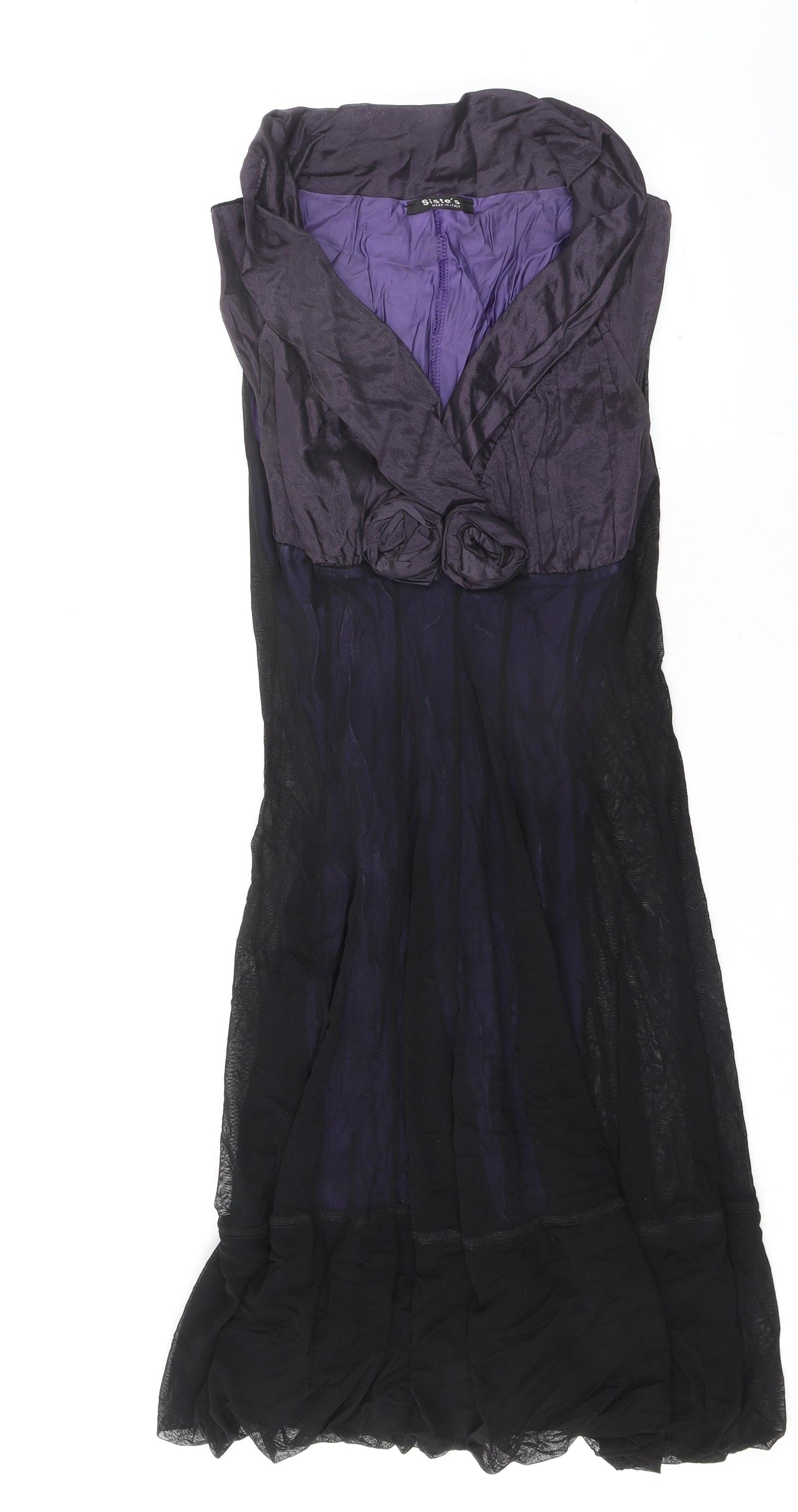 Siste's Womens Purple Polyester A-Line Size M V-Neck Pullover - 3D Flower Details