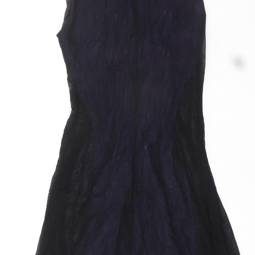 Siste's Womens Purple Polyester A-Line Size M V-Neck Pullover - 3D Flower Details