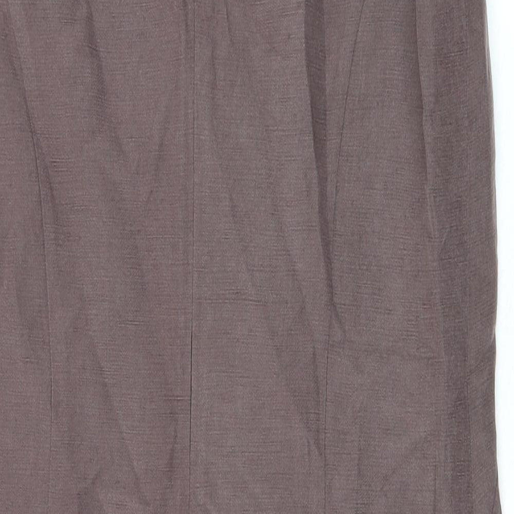 St Michael Womens Brown Silk Shift Size 12 Boat Neck Zip