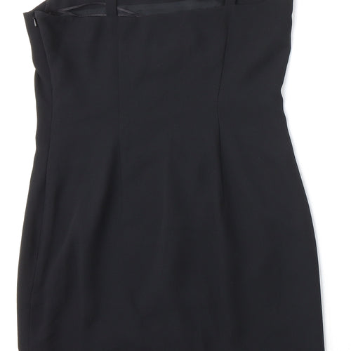 Principles Womens Black Polyester Slip Dress Size 12 Square Neck Zip
