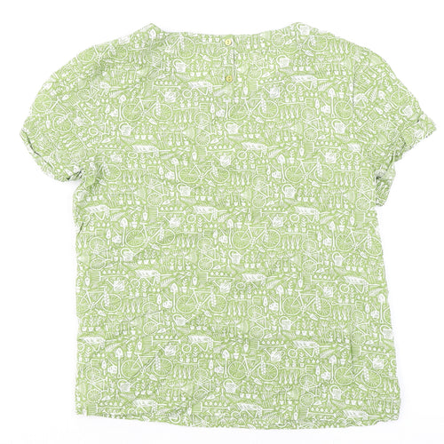 Seasalt Womens Green Geometric 100% Cotton Basic T-Shirt Size 12 Round Neck - Bicycle Print