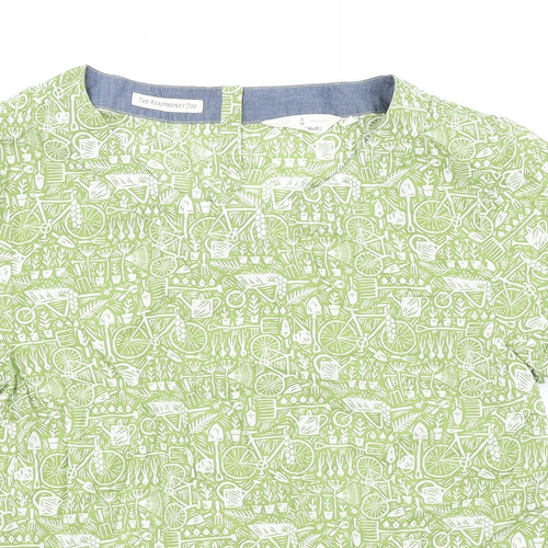 Seasalt Womens Green Geometric 100% Cotton Basic T-Shirt Size 12 Round Neck - Bicycle Print