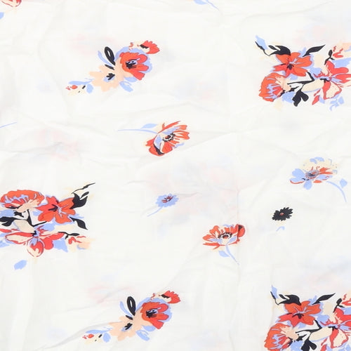 Rainbow Womens White Floral Viscose Basic Blouse Size 8 Round Neck