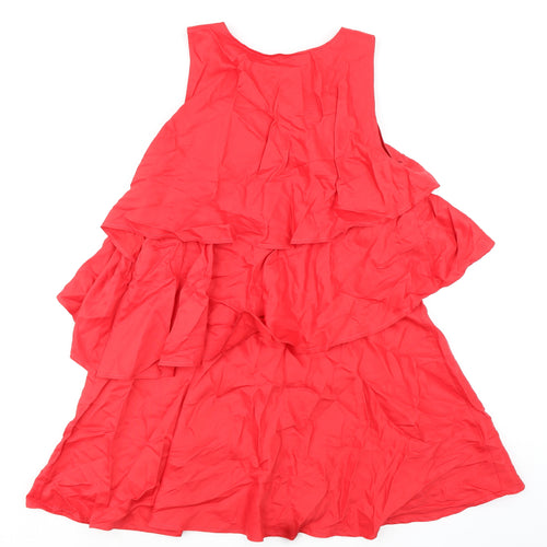 NEXT Womens Red Polyester Trapeze & Swing Size 16 Scoop Neck Zip