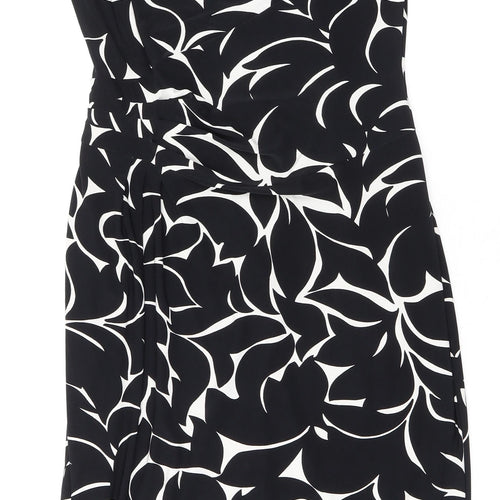 Phase Eight Womens Black Geometric Polyester A-Line Size 10 Boat Neck Zip