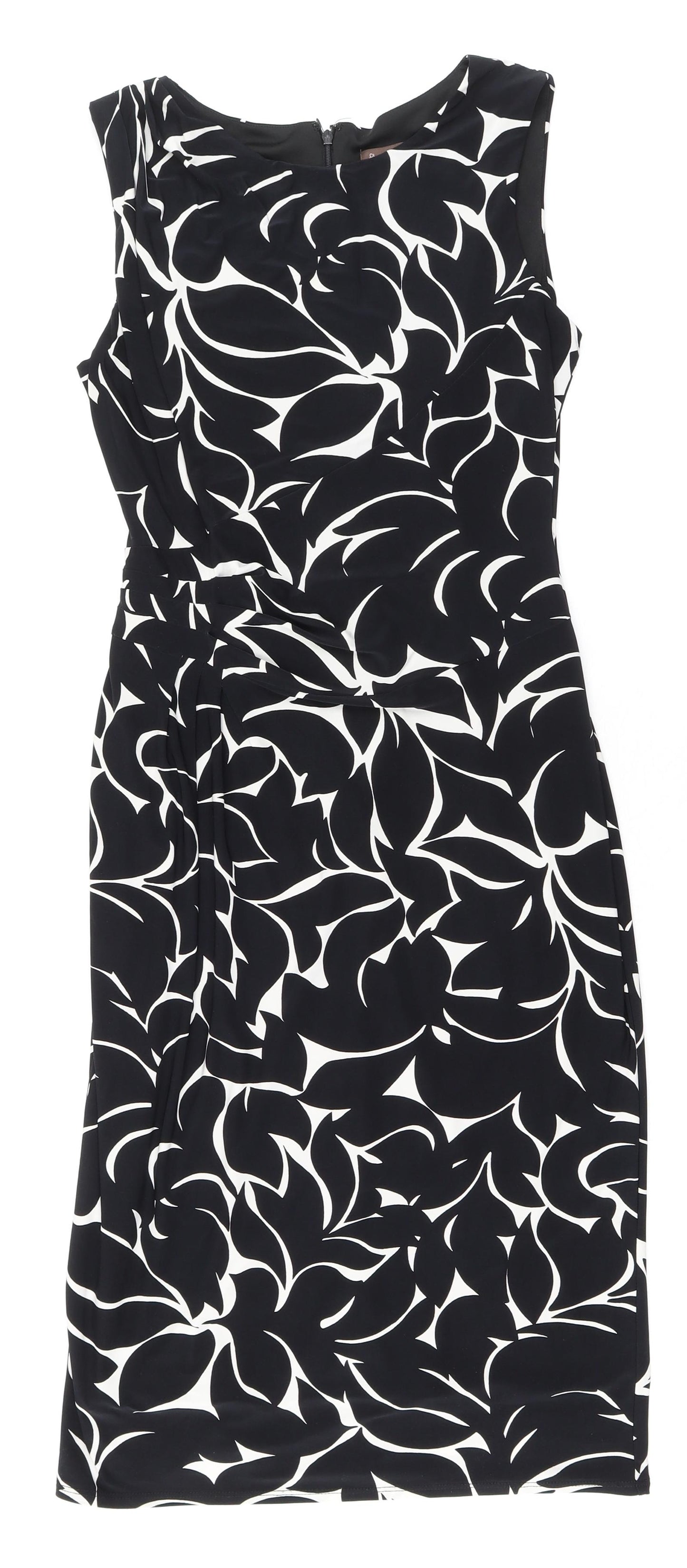 Phase Eight Womens Black Geometric Polyester A-Line Size 10 Boat Neck Zip