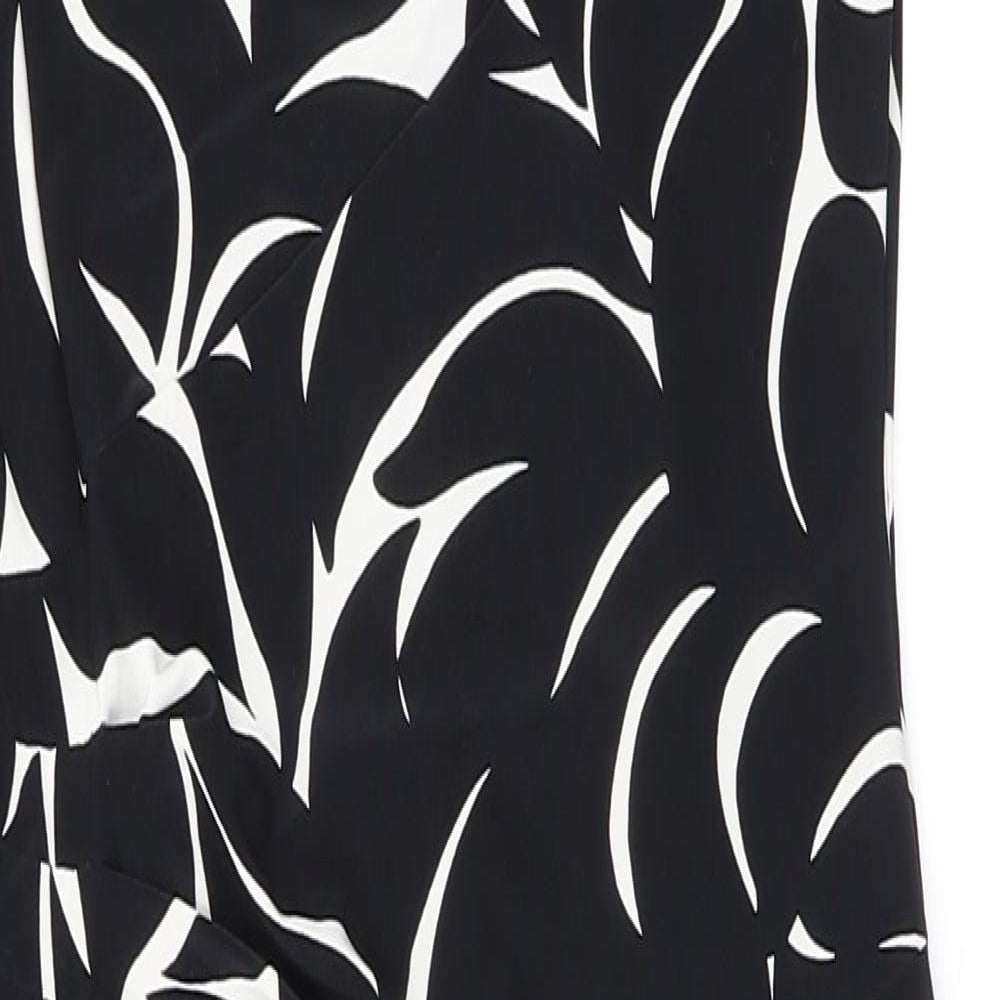 Phase Eight Womens Black Geometric Polyester A-Line Size 10 Boat Neck Zip