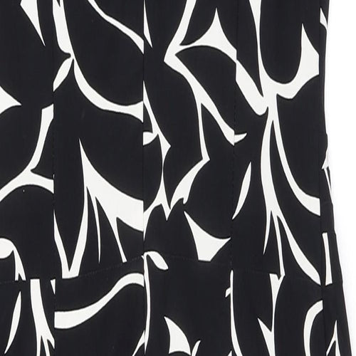 Phase Eight Womens Black Geometric Polyester A-Line Size 10 Boat Neck Zip