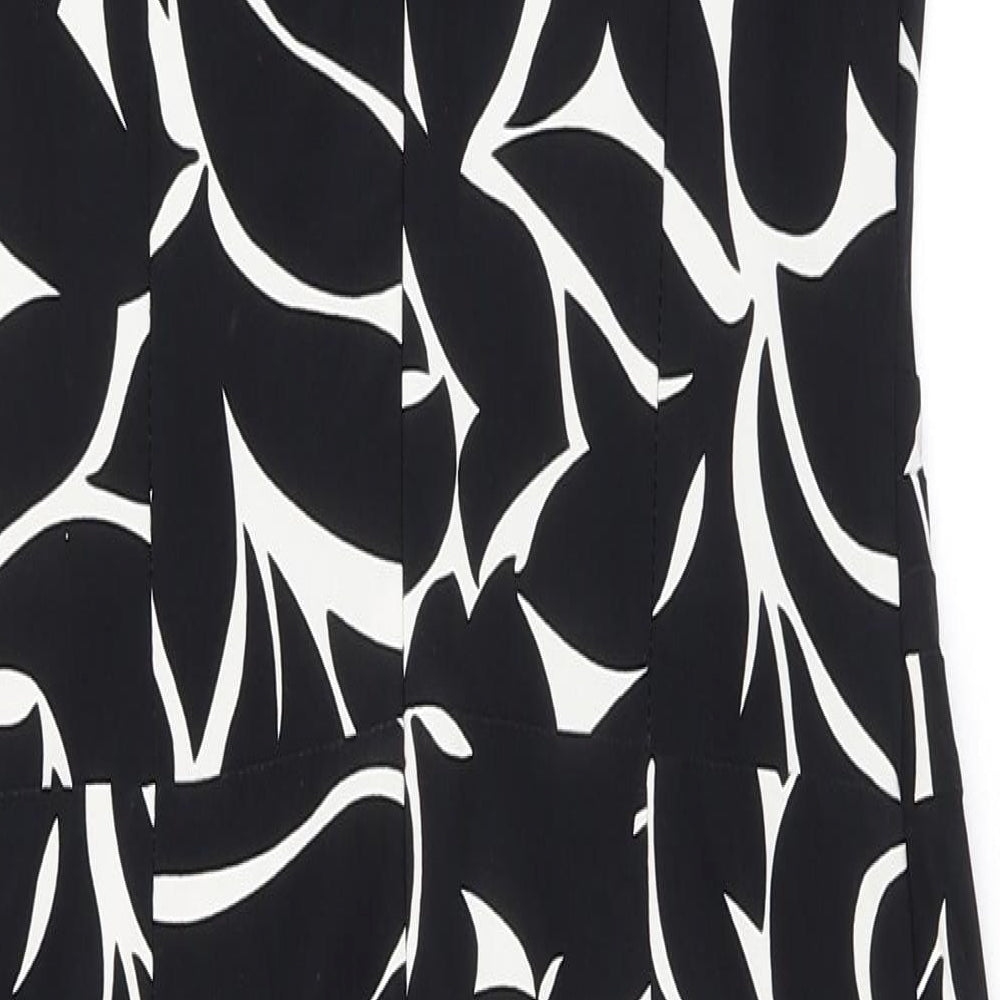 Phase Eight Womens Black Geometric Polyester A-Line Size 10 Boat Neck Zip