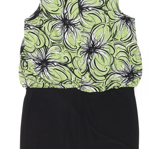 AA Studio Womens Green Floral Polyester A-Line Size 12 Round Neck Pullover