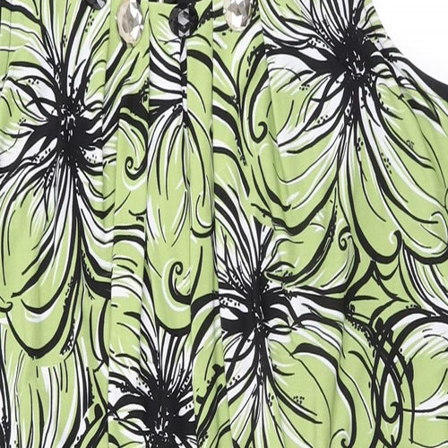 AA Studio Womens Green Floral Polyester A-Line Size 12 Round Neck Pullover