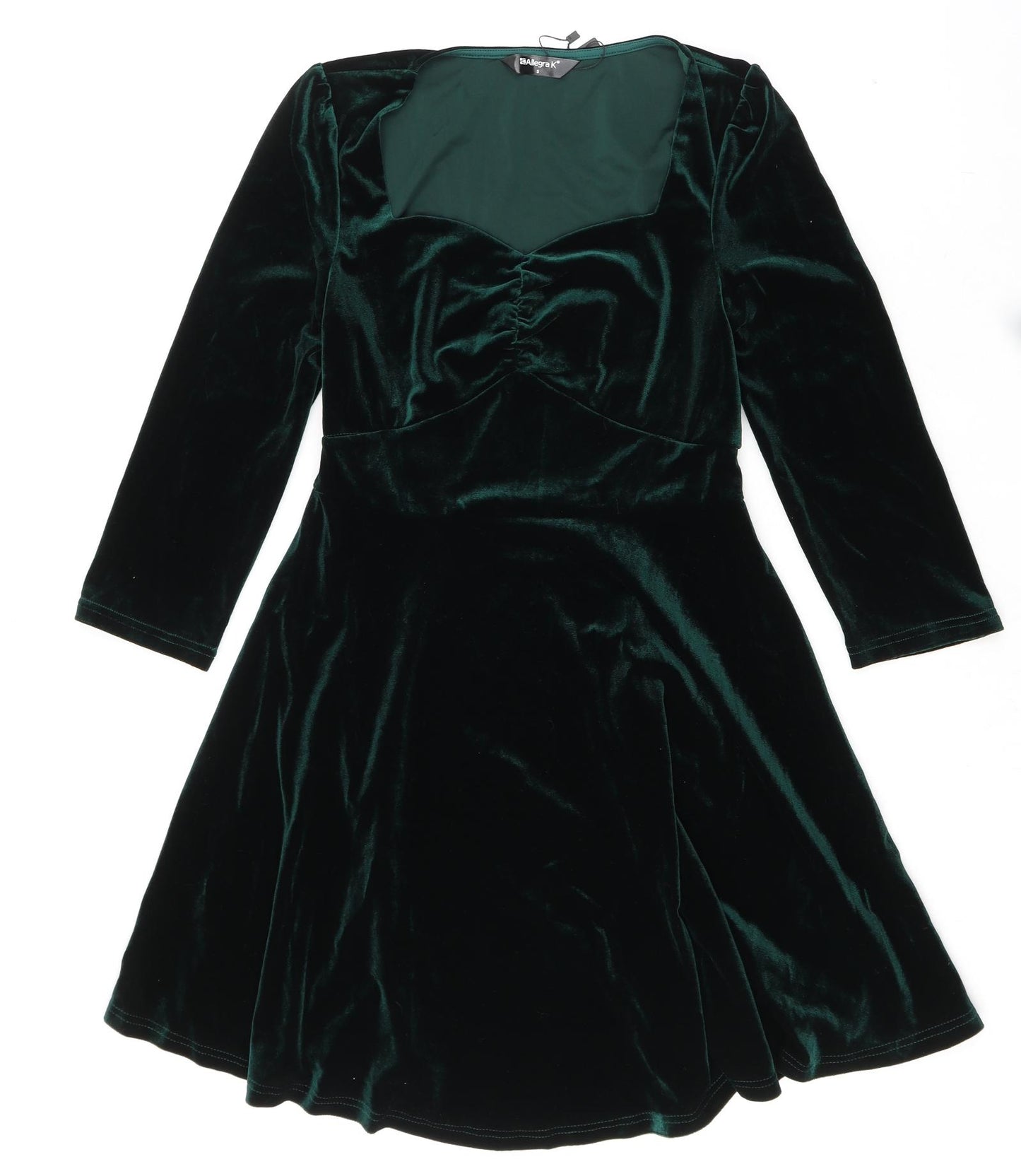 Allegra K Womens Green Polyester Trapeze & Swing Size S Sweetheart Zip