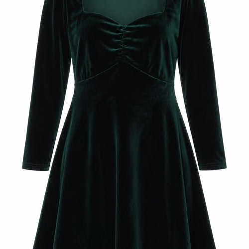Allegra K Womens Green Polyester Trapeze & Swing Size S Sweetheart Zip