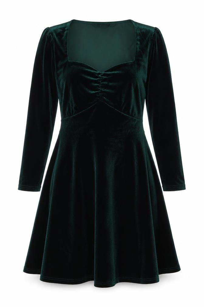 Allegra K Womens Green Polyester Trapeze & Swing Size S Sweetheart Zip