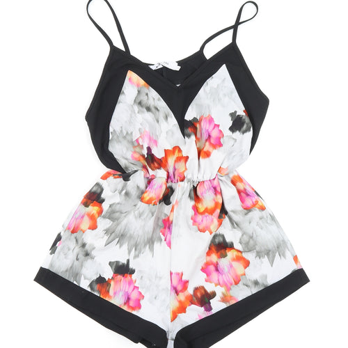 Oh My Love Womens Multicoloured Floral Polyester Playsuit One-Piece Size S Pullover
