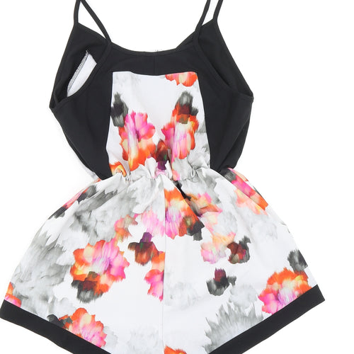 Oh My Love Womens Multicoloured Floral Polyester Playsuit One-Piece Size S Pullover