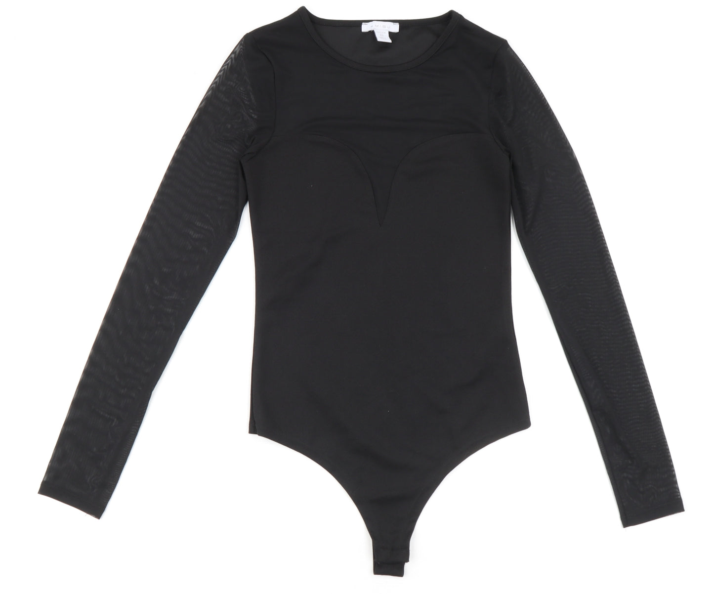 Amisu Womens Black Polyester Bodysuit One-Piece Size XS Snap