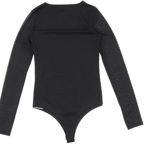 Amisu Womens Black Polyester Bodysuit One-Piece Size XS Snap