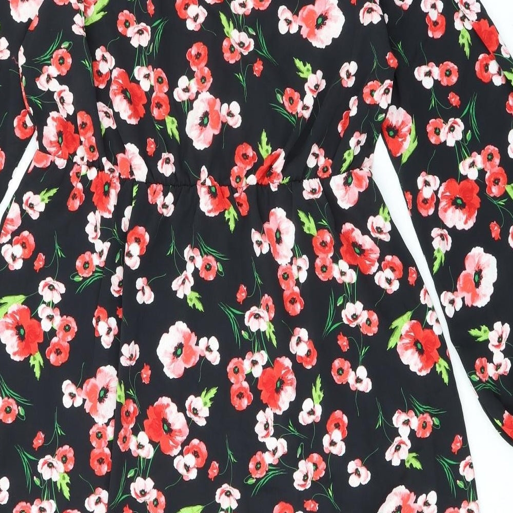 Maine Womens Multicoloured Floral Polyester A-Line Size 14 V-Neck Pullover