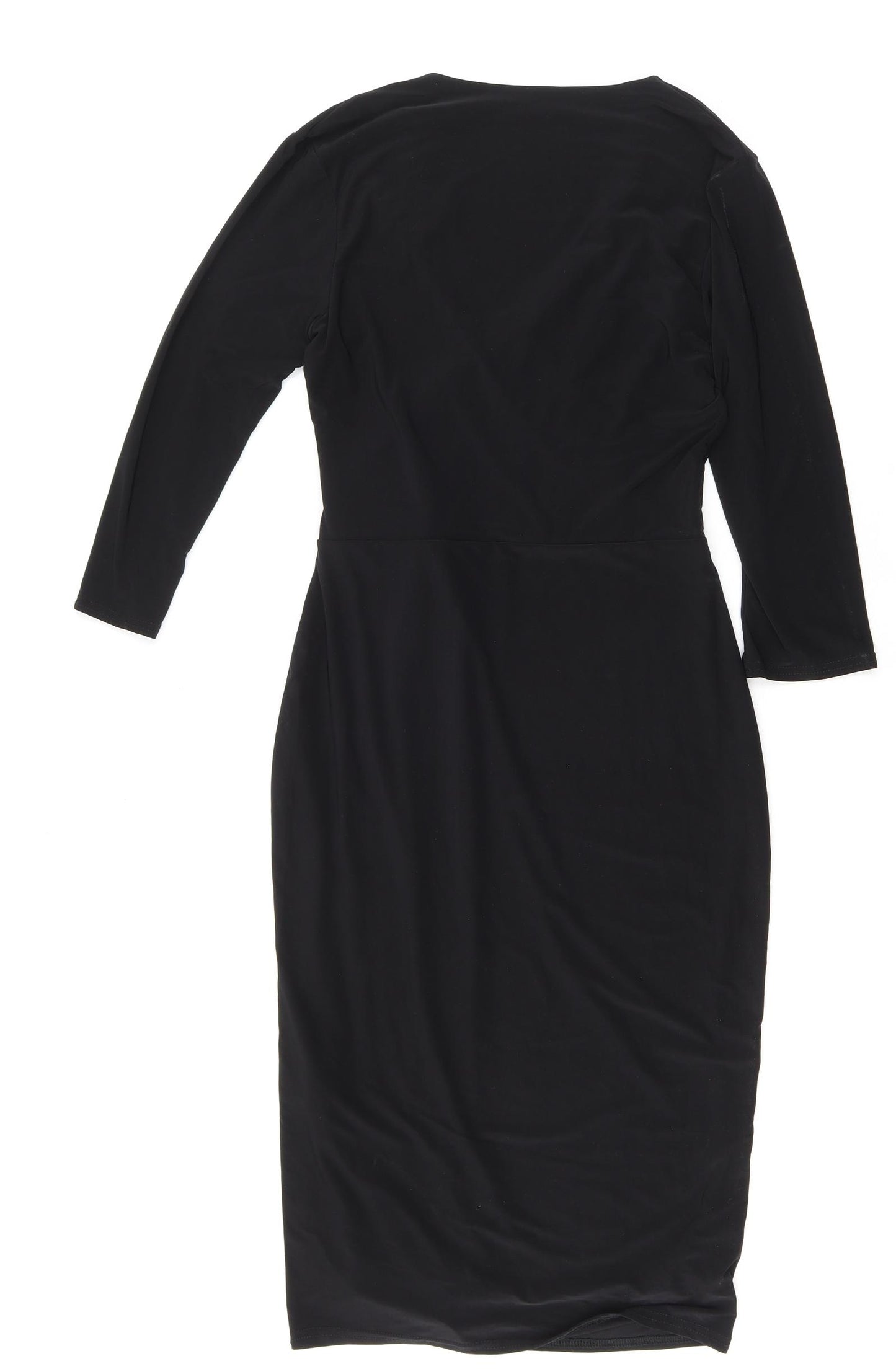 Pretty Kitty Fashion Womens Black Polyester Sheath Size 10 V-Neck Pullover