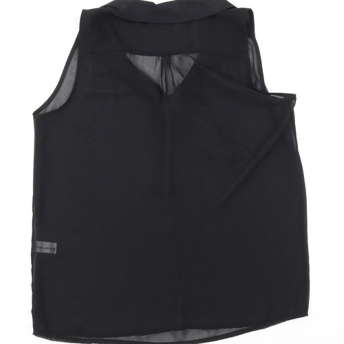 Select Womens Black Polyester Basic Blouse Size 10 Collared
