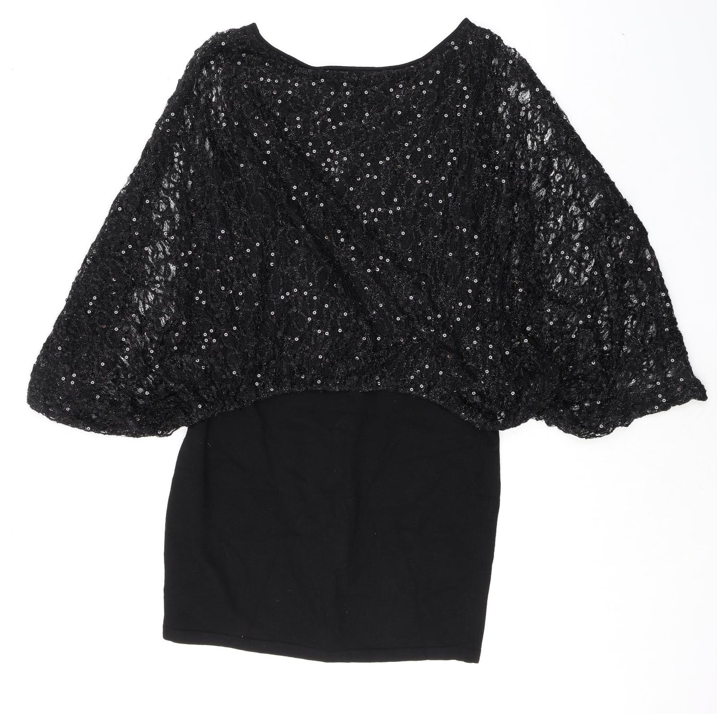 Phase Eight Womens Black Viscose Sheath Size 16 Boat Neck Pullover