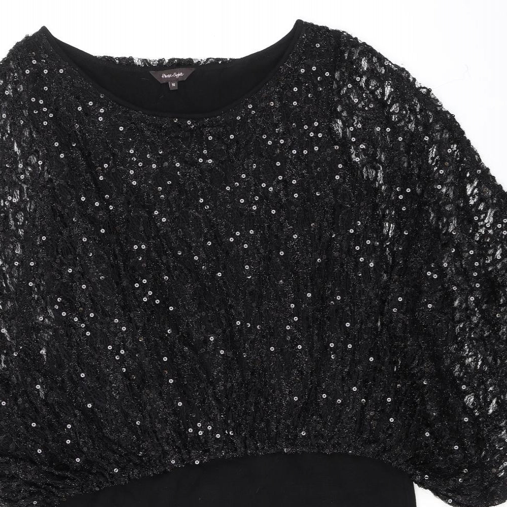 Phase Eight Womens Black Viscose Sheath Size 16 Boat Neck Pullover