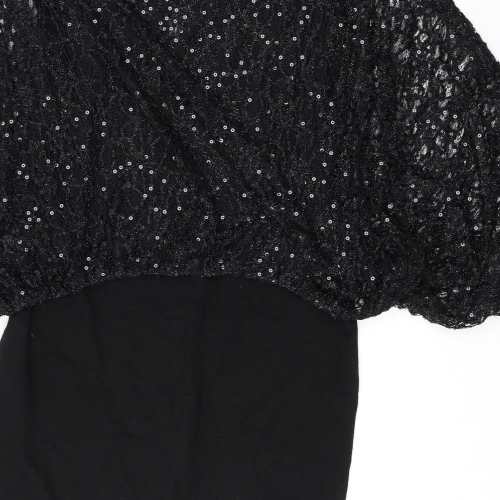 Phase Eight Womens Black Viscose Sheath Size 16 Boat Neck Pullover