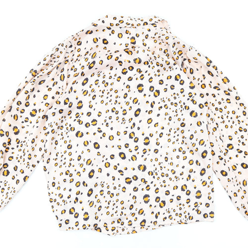 Topshop Womens Multicoloured Animal Print Polyester Basic Button-Up Size 8 Collared - Leopard Print