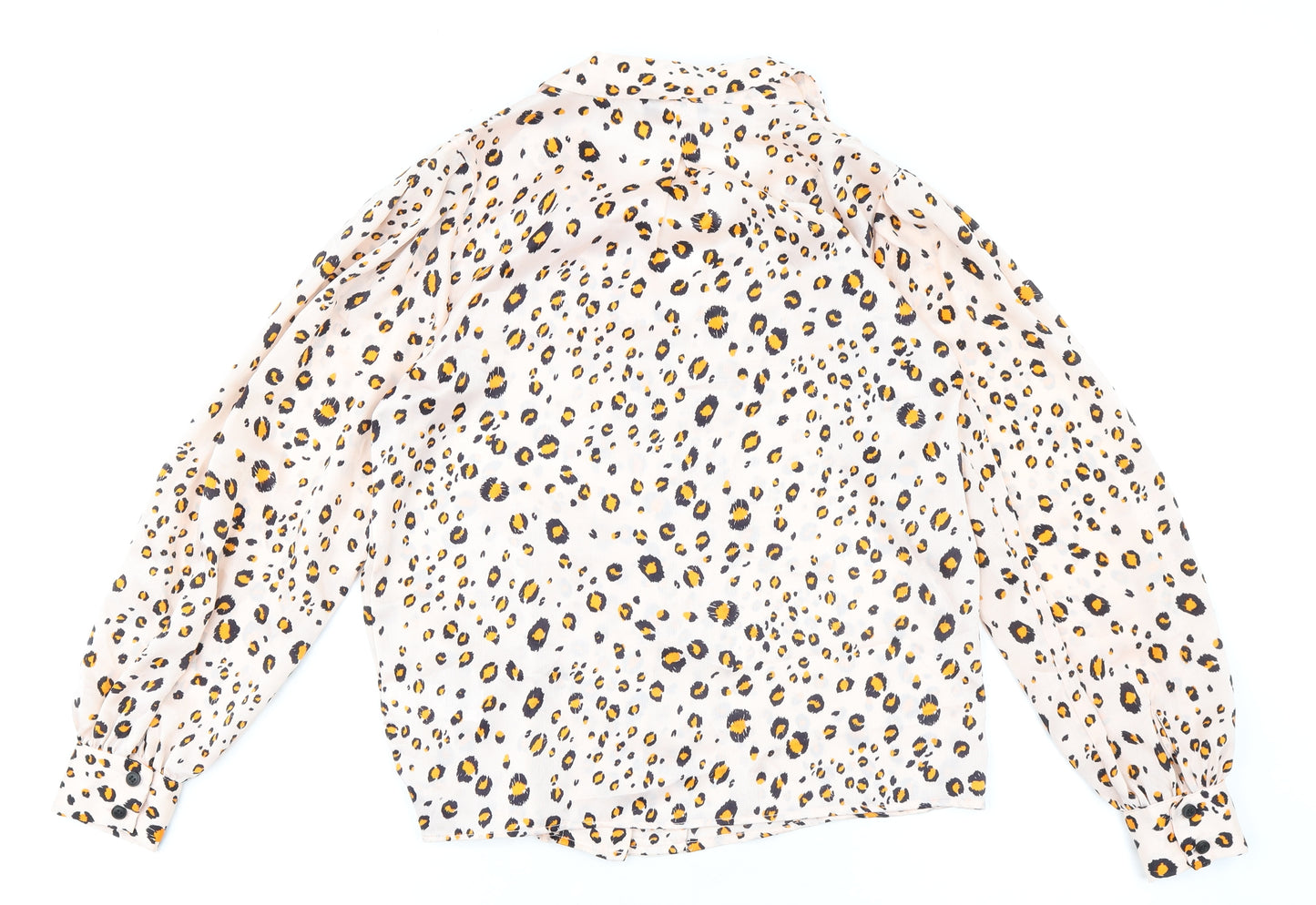 Topshop Womens Multicoloured Animal Print Polyester Basic Button-Up Size 8 Collared - Leopard Print