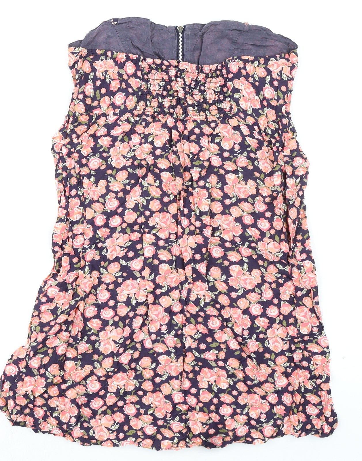 Tinster Womens Multicoloured Floral Viscose Mini Size 8 Square Neck Pullover