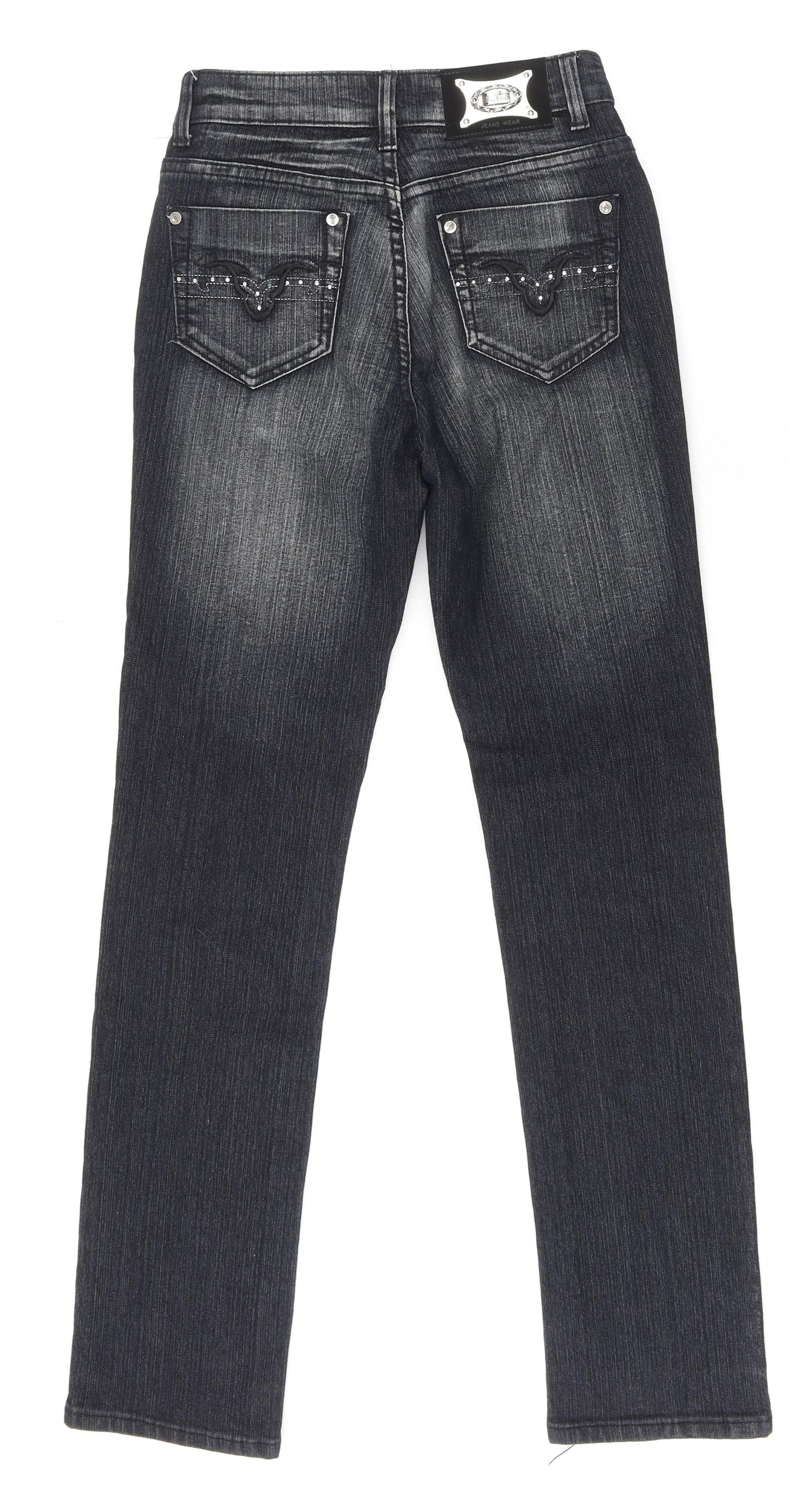 E.D.I Womens Black Cotton Straight Jeans Size 8 L31 in Regular Zip