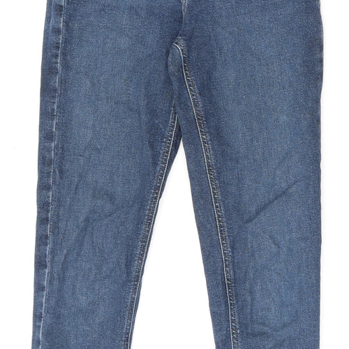 Topshop Womens Blue Polyester Skinny Jeans Size 26 in L32 in Regular Zip - Raw Hem