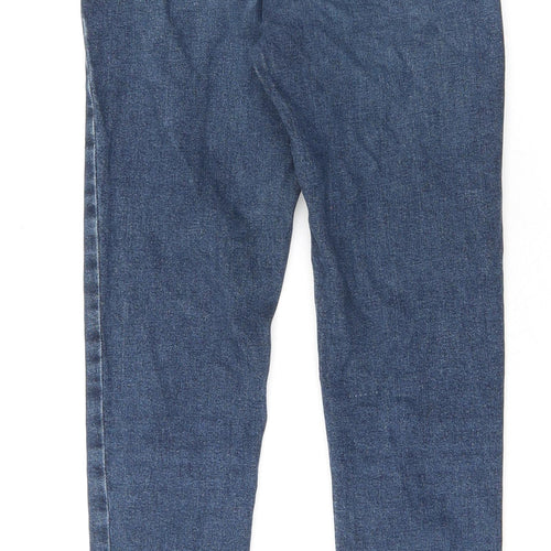 Topshop Womens Blue Polyester Skinny Jeans Size 26 in L32 in Regular Zip - Raw Hem