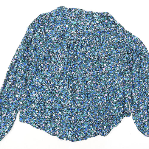 Marks and Spencer Womens Multicoloured Floral Viscose Basic Blouse Size 10 Round Neck