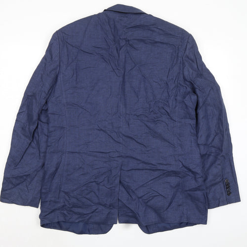 Marks and Spencer Mens Blue Linen Jacket Suit Jacket Size 42 Regular - Five button sleeve
