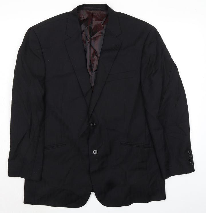 Reine Schurwolle Mens Black Wool Jacket Suit Jacket Size 44 Regular