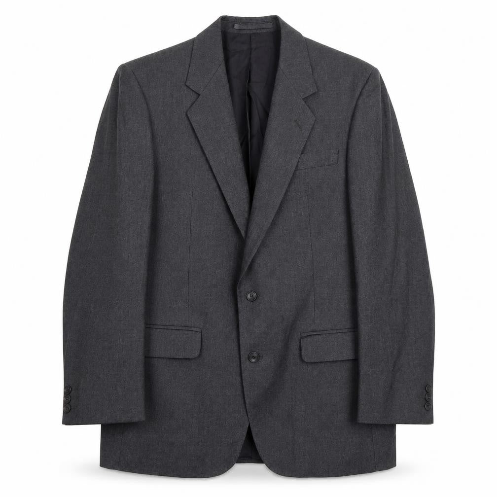 Front view of The Label men’s grey wool jacket suit jacket, size 40, regular