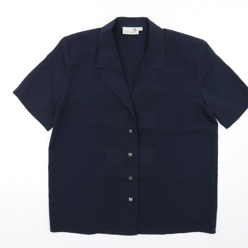First Avenue Womens Black Polyester Basic Button-Up Size 12 Collared