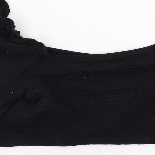 FIX Womens Black Polyester Cropped T-Shirt Size S Round Neck