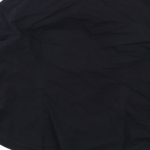 Marks and Spencer Womens Black Cotton Basic Button-Up Size 14 Collared