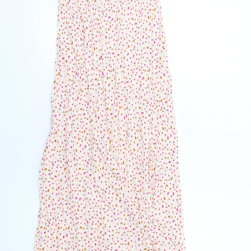 Marks and Spencer Womens Pink Floral Viscose Slip Dress Size 12 V-Neck Pullover