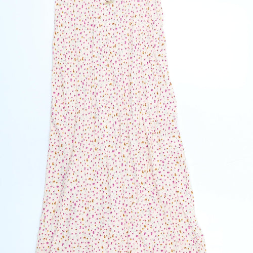 Marks and Spencer Womens Pink Floral Viscose Slip Dress Size 12 V-Neck Pullover