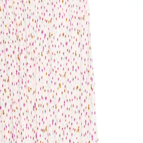Marks and Spencer Womens Pink Floral Viscose Slip Dress Size 12 V-Neck Pullover