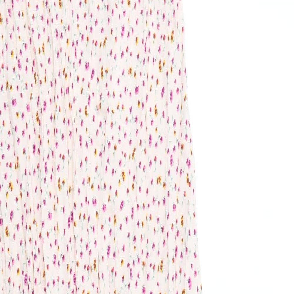 Marks and Spencer Womens Pink Floral Viscose Slip Dress Size 12 V-Neck Pullover