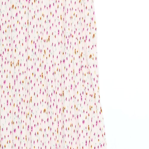 Marks and Spencer Womens Pink Floral Viscose Slip Dress Size 12 V-Neck Pullover